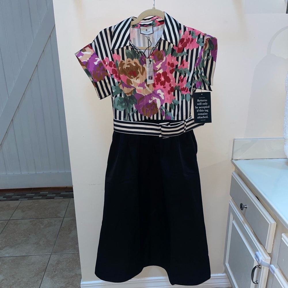 Tuckernuck “Flowering Trellis” Chloe Floral and Striped Midi Dress